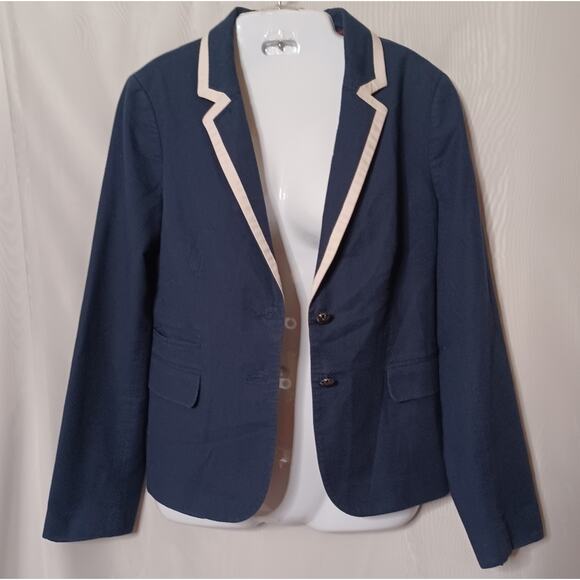 BANANA REPUBLIC Women's Blue With White Trim Blazer. 10P - Picture 3 of 9